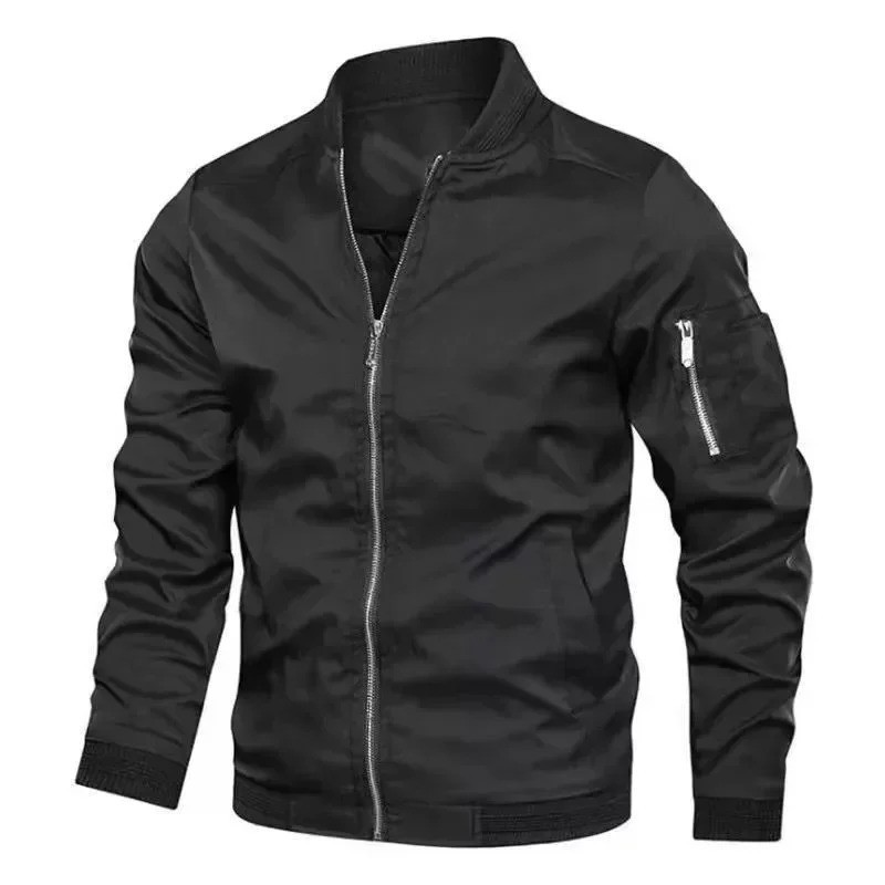 Men's Lightweight Bomber Jacket Spring Fall Thin Casual Coat Full-Zip Work Coats