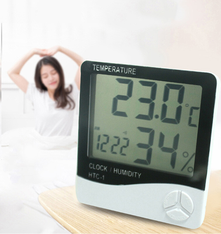 Digital LCD Hygrometer Temperature Humidity Meter Alarm Clock
