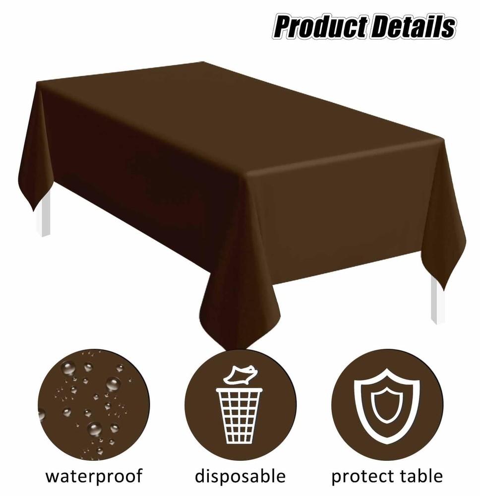 SietDESEO 2 Pack Brown Plastic Tablecloth 2 Pack,