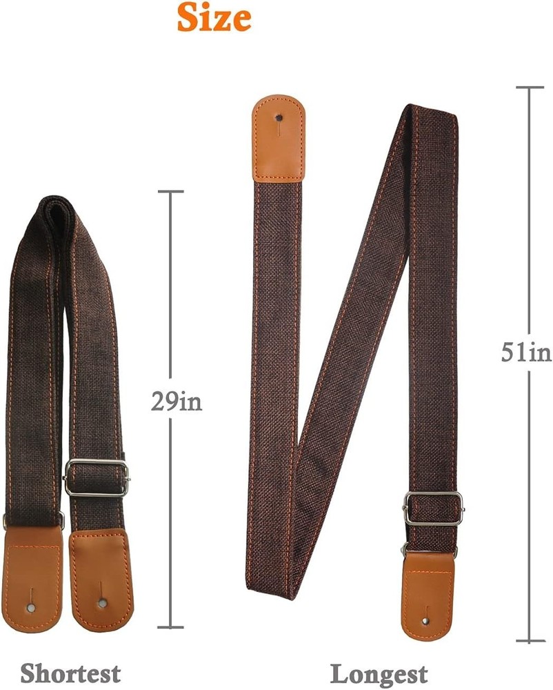 Ukulele Strap Cotton Linen Adjustable Uke Shoulder Strap with Picks Lock Butt...