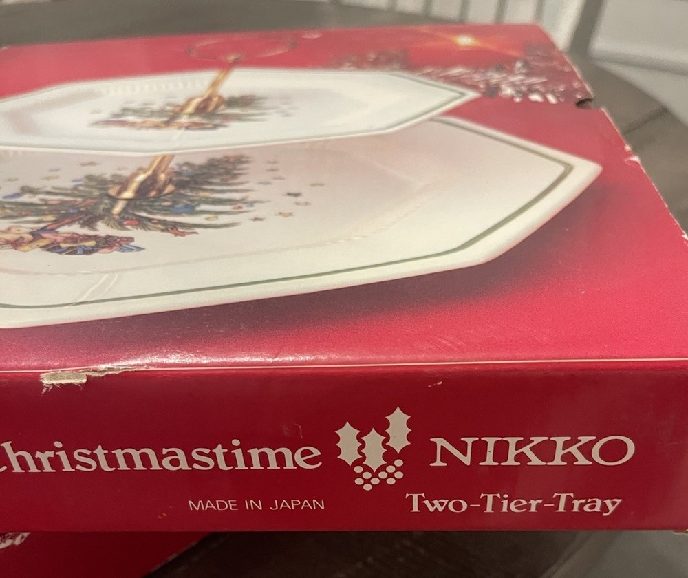 Nikko Happy Holidays Pattern Two Tier Tray NIB