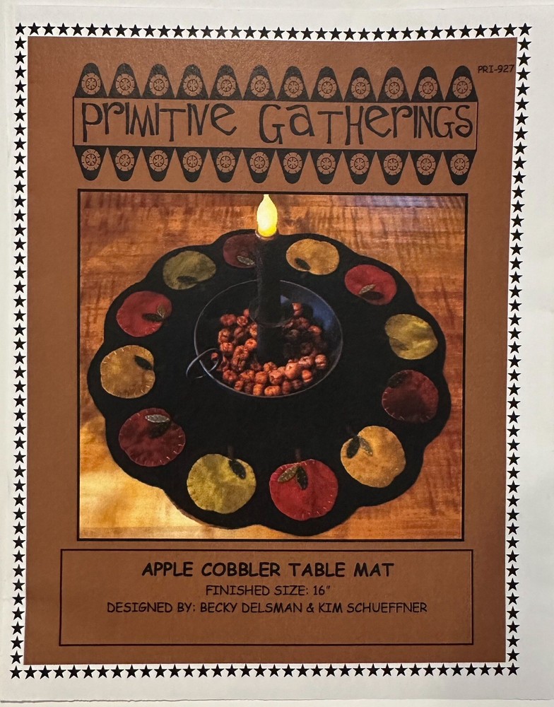 2 Primitive Gatherings Apple Cobbler & Pumpkin Table Mat Appliqué Patterns FALL