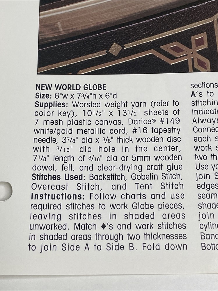 New World Globe Leisure Arts Plastic Canvas Pattern