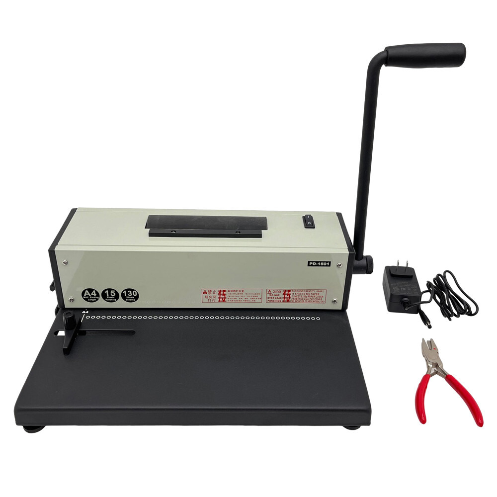 110V Desk Calendar Notebook Maker Plastic Spiral Coil Binding Machine PD-1501