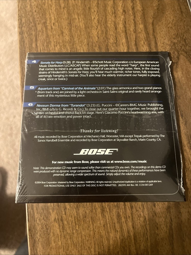 FACTORY SEALED BOSE Wave Music System Presenting Demo Disc CD