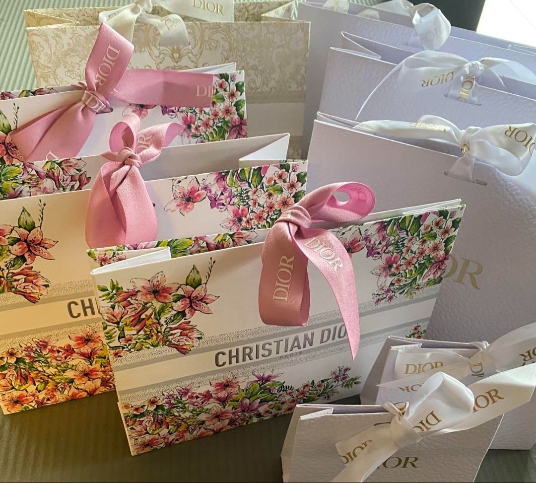 [Set of 9] Authentic Dior Limited Multicolor Gift Shopping Paper Bags w/Ribbons