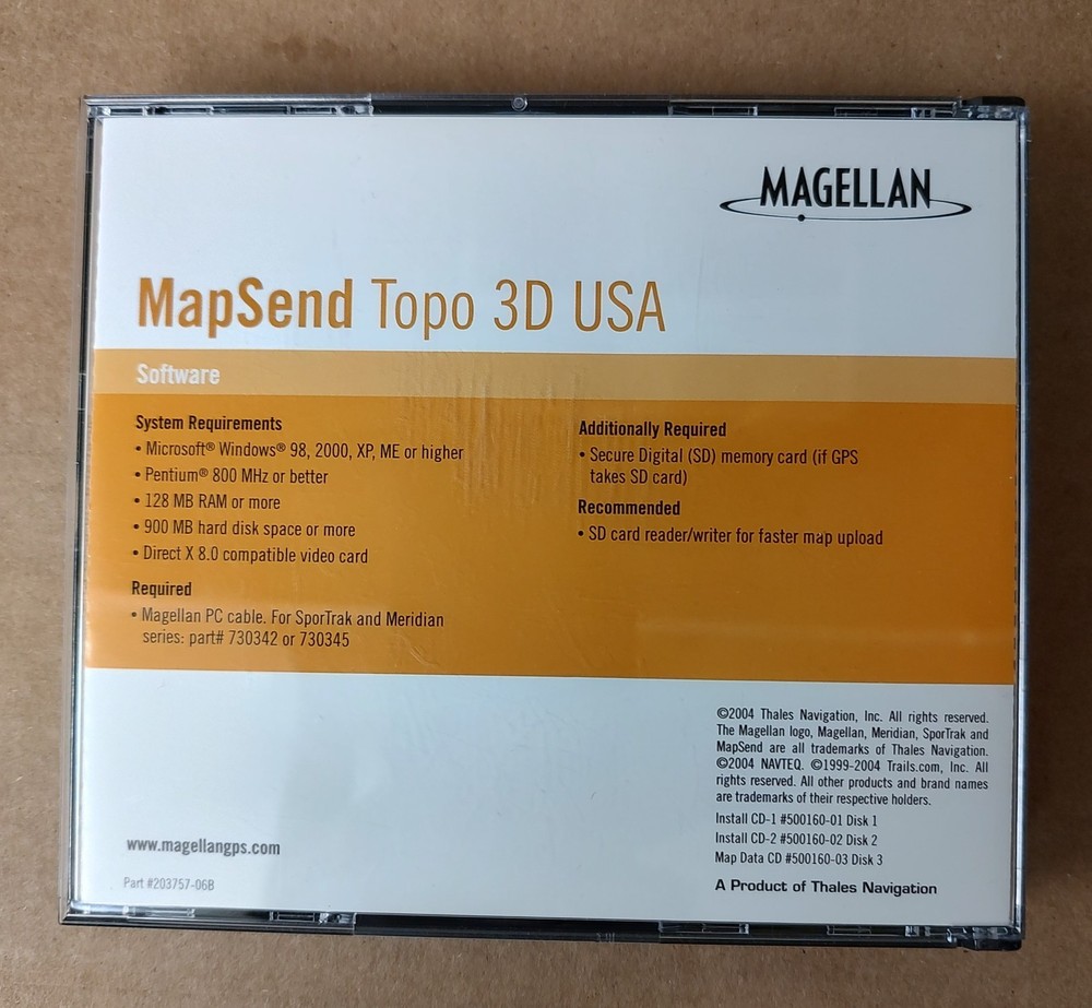 MAGELLAN MAPSEND TOPO 3D SOFTWARE 980611-09 VERSION 1