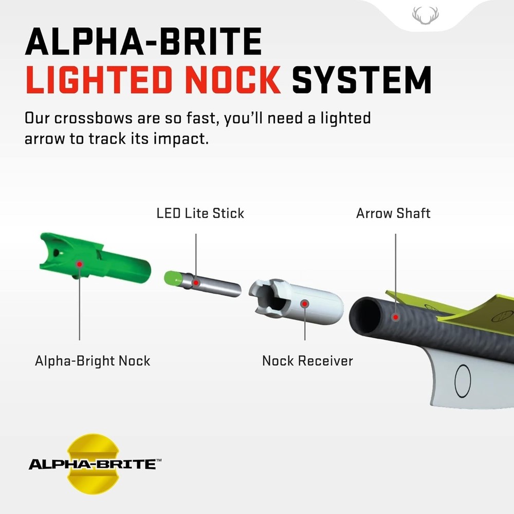 Alpha-Brite Lighted Crossbow Nocks - Green, 3 Pack