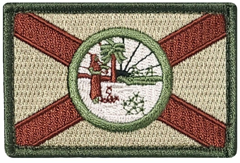 Florida State Flag Embroidered Patch | 2PC Hook Backing 3"X2"