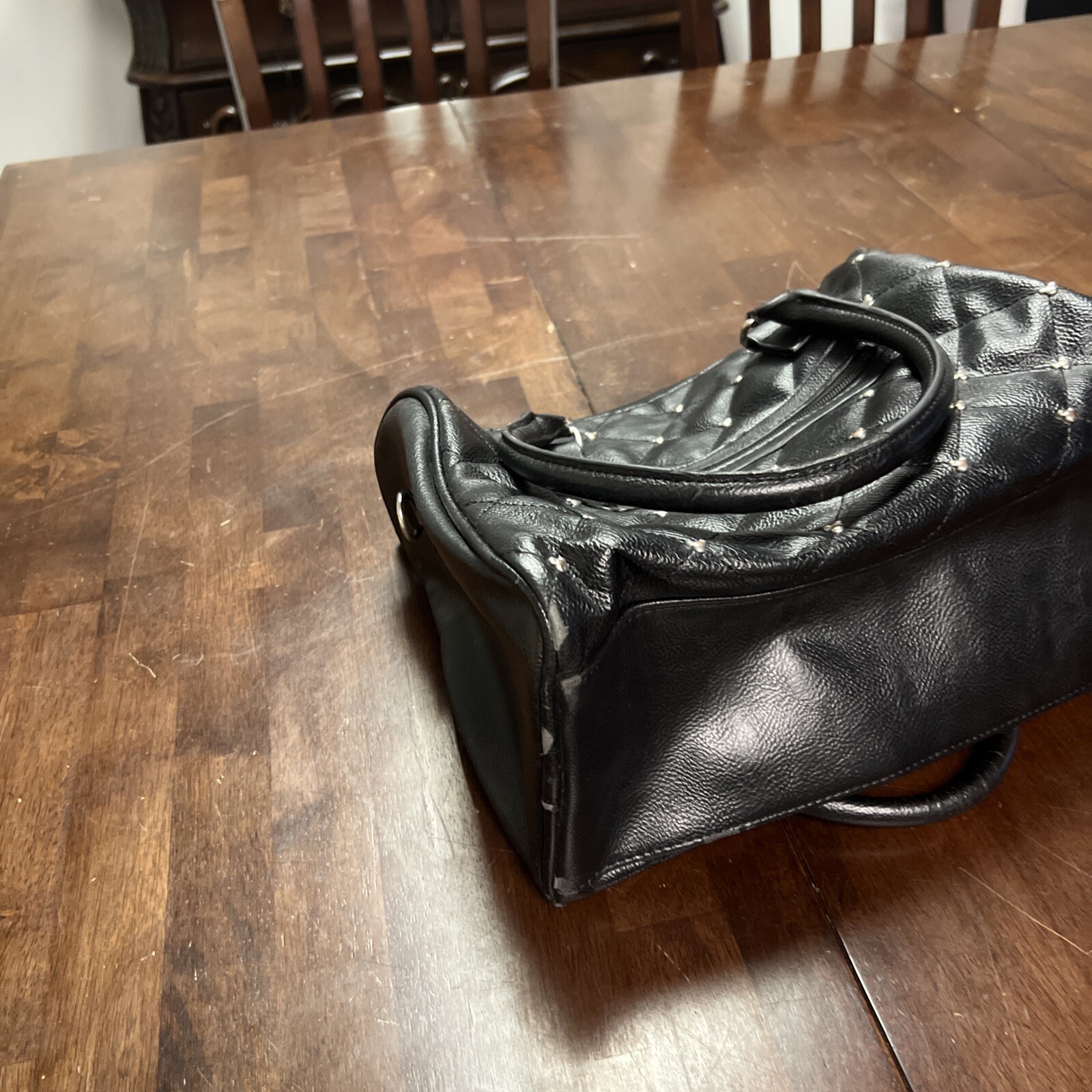 Disney Mickey Mouse Black leather Quilted Design Bag Purse Loungefly