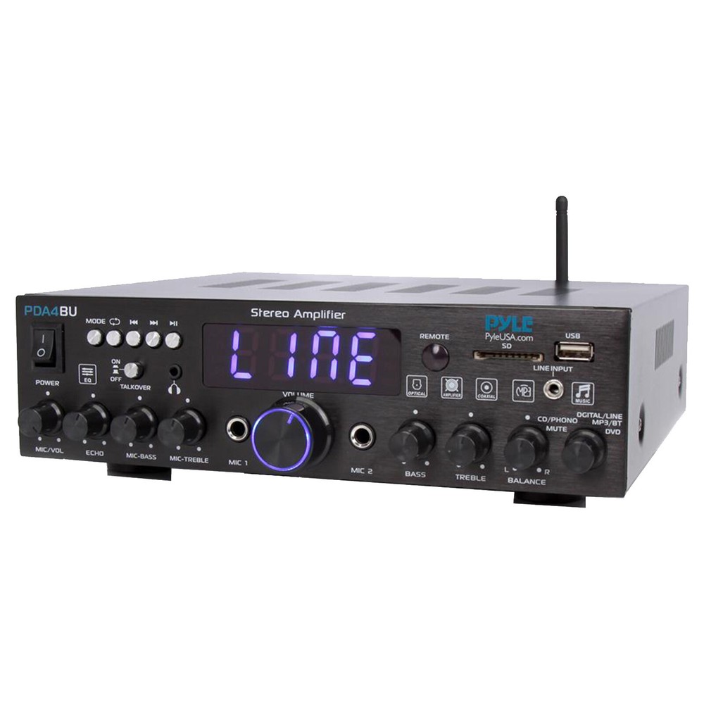 Pyle Bluetooth Receiver, Microphone System, 4x 4" 30W Speakers, Speaker Wire
