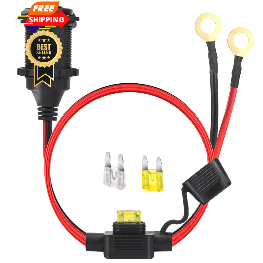 Dongge 2FT 12V/24V Fixed Thread Cigarette Lighter Socket Extension 2 FT, 2 ft