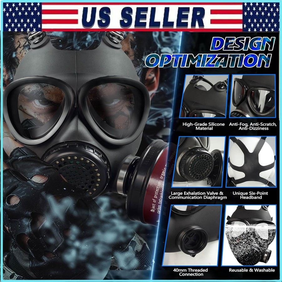 Gas Masks Survival Nuclear and Chemical, Respirator Mask with Filters