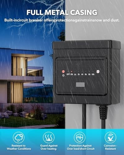 60W Low Voltage Landscape Transformer with Timer & Photocell Sensor, 12V DC Conv