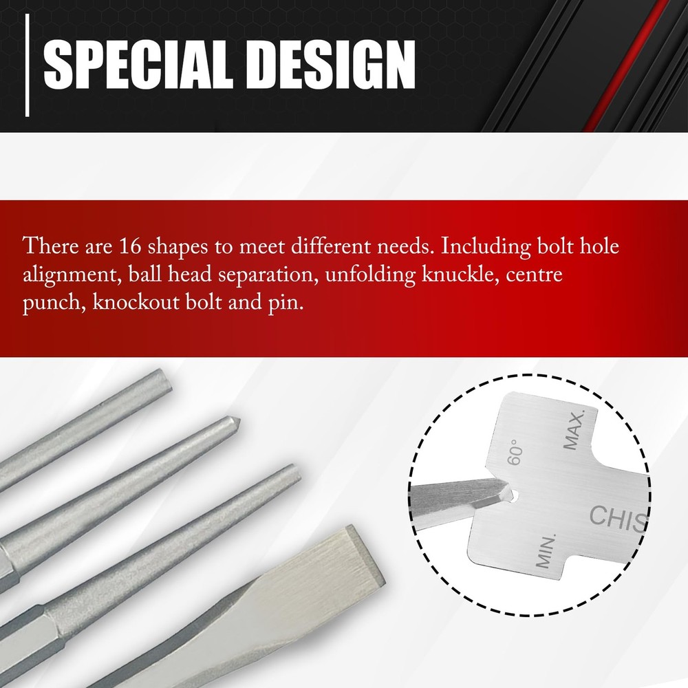 C&T 16-Piece Punch and Chisel Set With Storage Pouch, Including