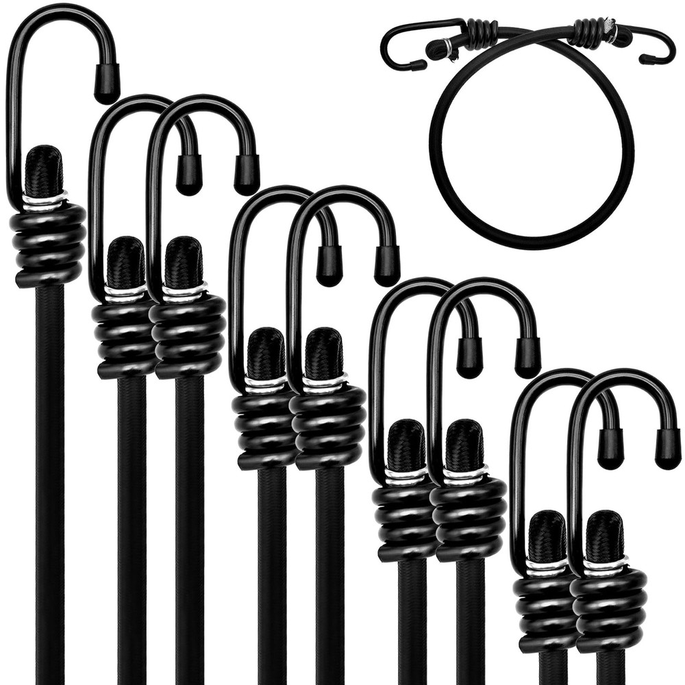Heavy Duty Bungee Cords with Hooks, Assorted Sizes for Bikes, Camping, Carryi...