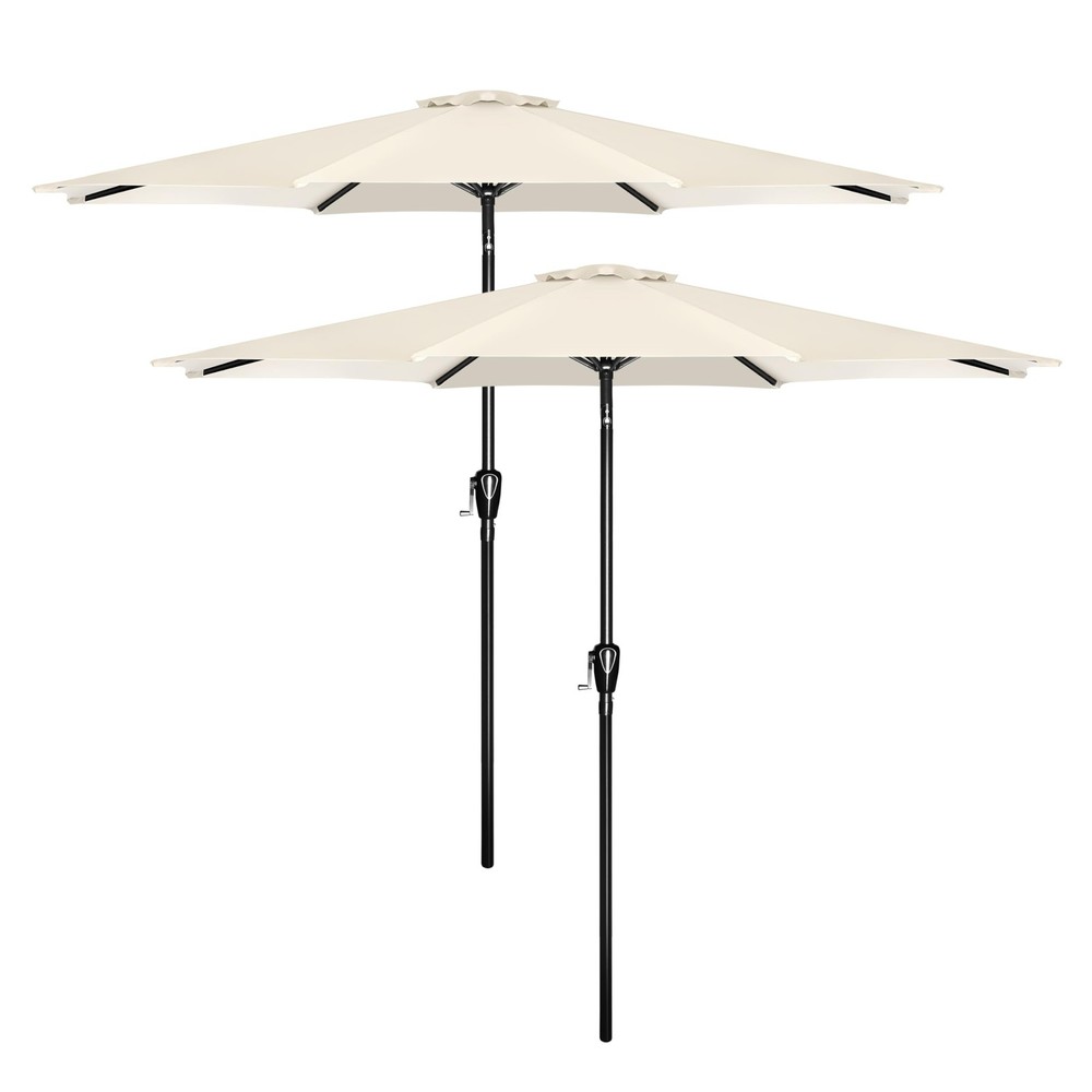 HealSmart 2pcs 9ft Patio Umbrella with Push Button 9FT 2Pack, Beige 2Pack