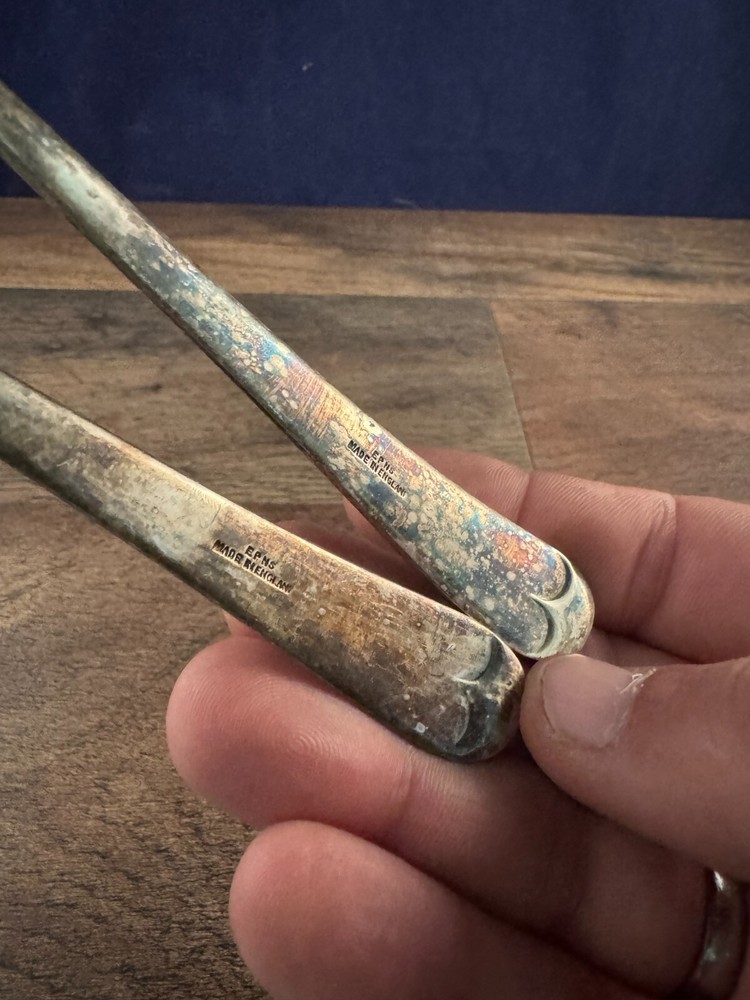 EPNS Silverplated Salad Server Set Plain Pattern Modern Design