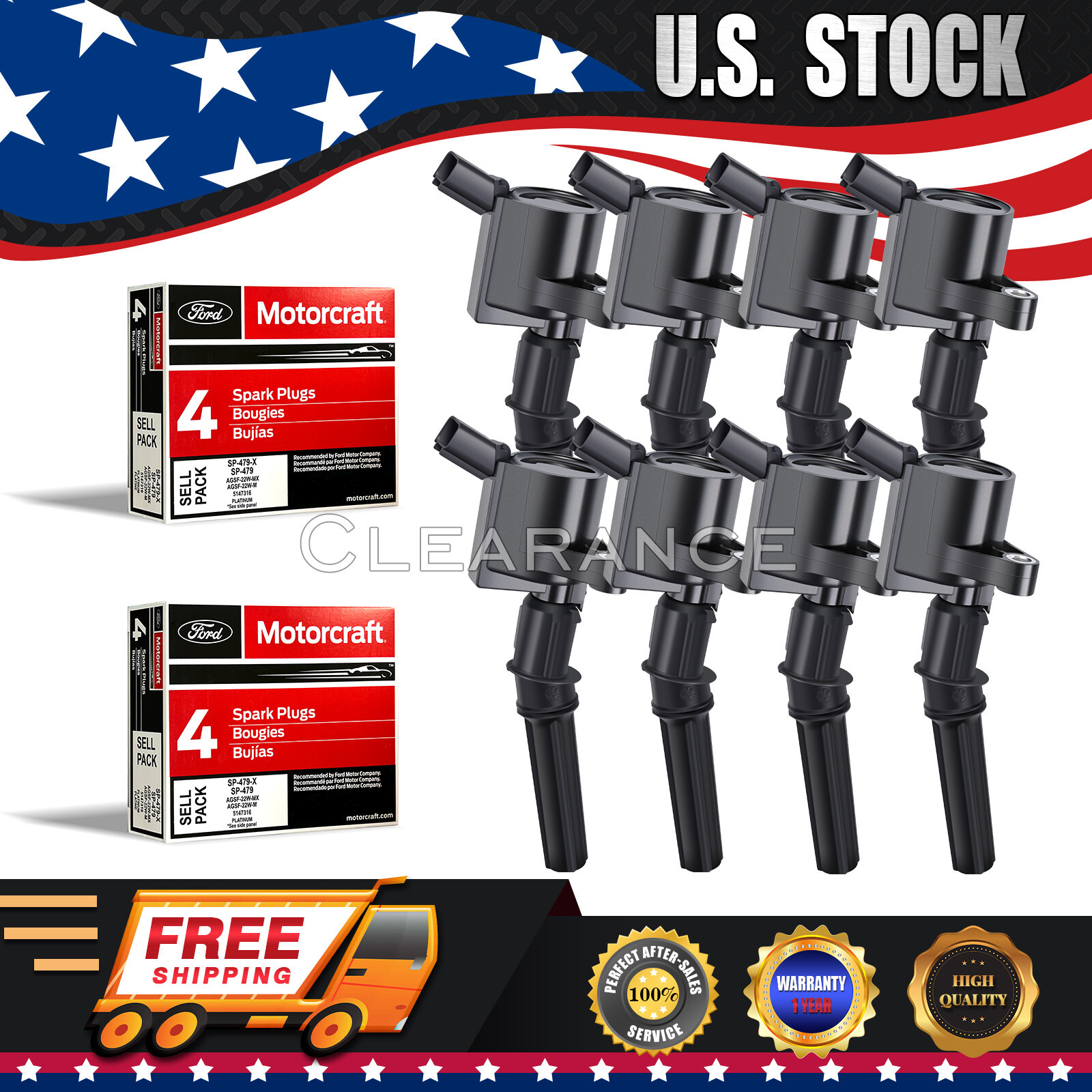 Ignition coil DG508 & Motorcraft Spark Plug SP479 for Ford F150 4.6L 5.4L FD503