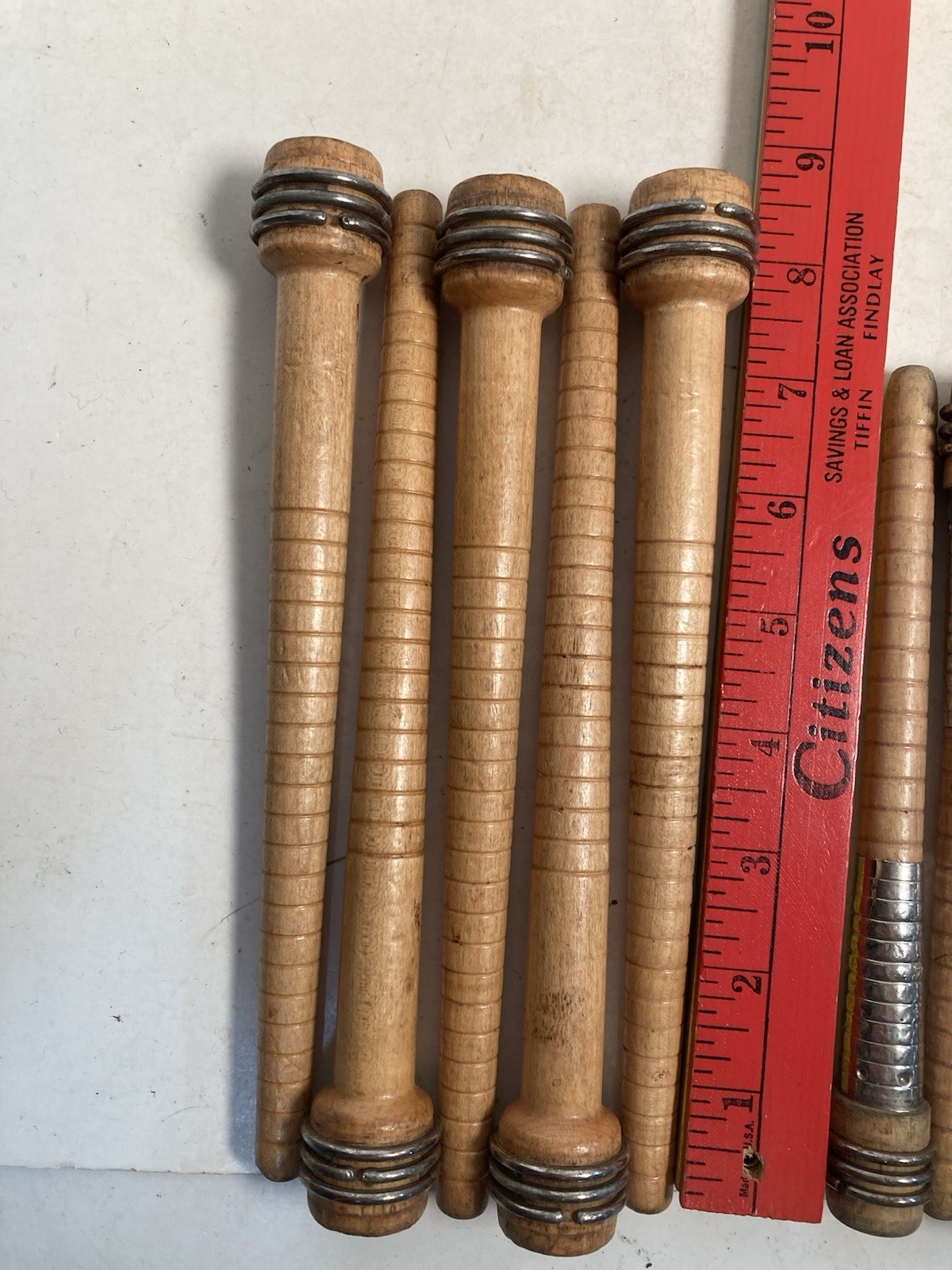 Wood Spools, bobbin, Quills 7" SILVER SLEEVE and 8.75", Primitive lot of 10