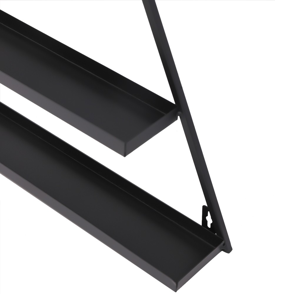 Black 5-Tier Wall-Mounted Metal Nail Polish Display Rack with Triangular Design