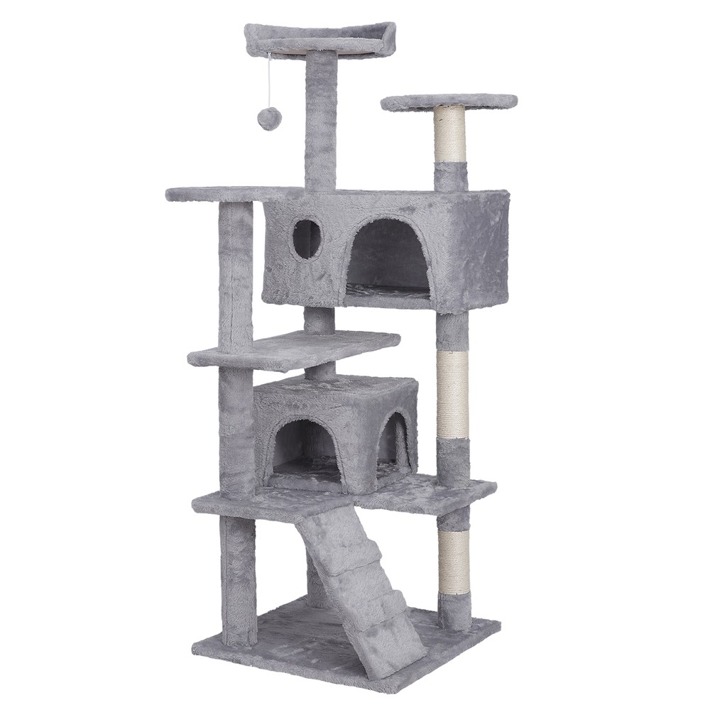 55'' Multi-Level Cat Tree Condo Safety Cat Scratching Post with Danging Ball