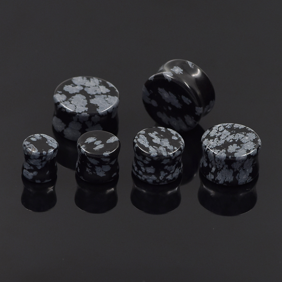 Natural Stone Ear Plugs Ear Gauges Double Flares Flesh Tunnels Saddle Plug-PAIR