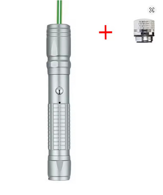 USB Rechargeable Presentation Laser Pointer Green Visible Light Beam Silver Body