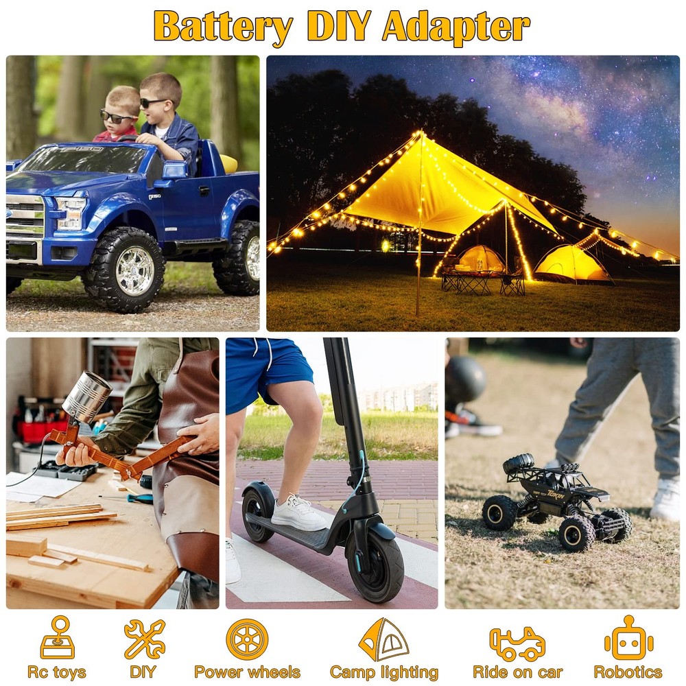 Power Wheels Adapter for Dewalt 20V Battery 1 Pack, Yellow