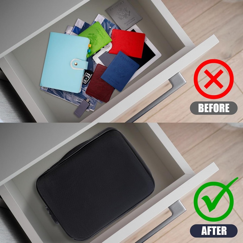 3-Layer Fireproof Document Box with Lock File Storage Box Waterproof Safe Bag US
