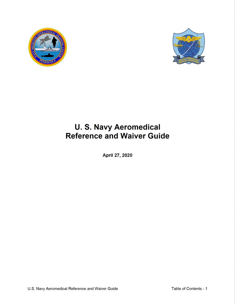 413 page 2020 U.S. Navy Aeromedical Reference and Waiver Guide on CD