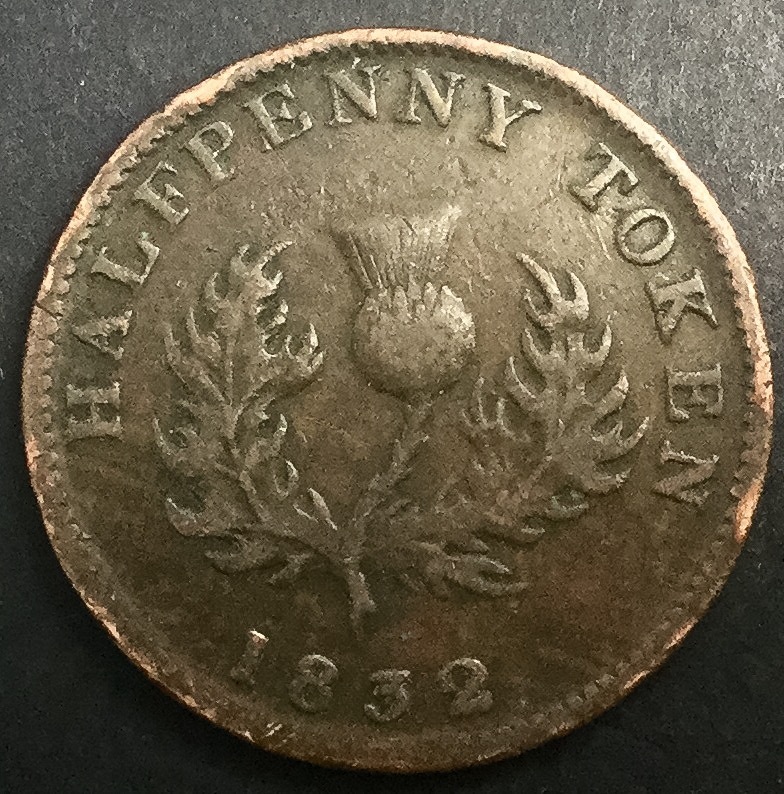 1832 Nova Scotia Half Penny Token NS 1D2 Mid Grade