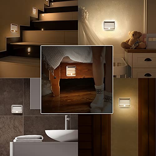 Motion Sensor Night Lights, LED Soft Warm Light, Battery Powered Auto Night