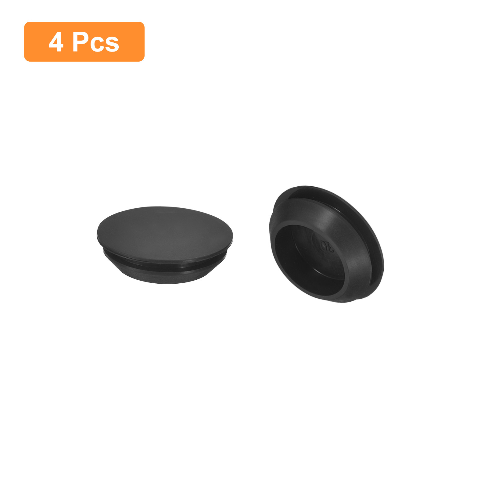4Pcs Silicone Plugs Rubber Round Hole Plugs for 30-33mm Hole Black