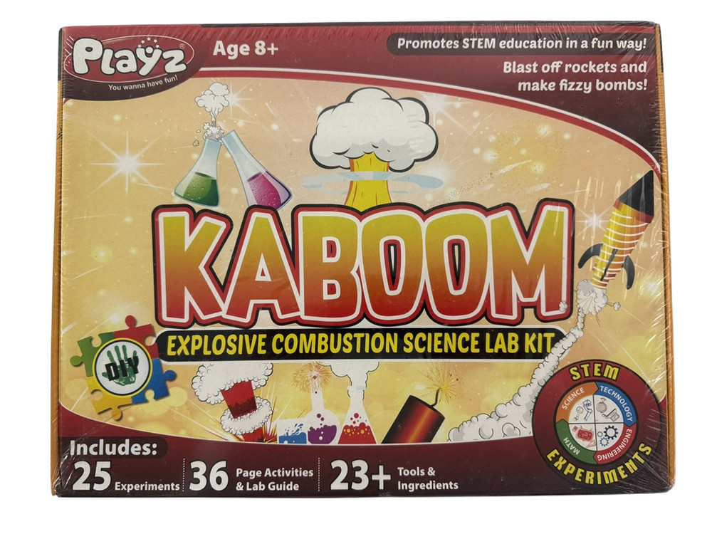 Playz Kaboom Explosive Combustion 25 Science Lab Kit STEM Experiments New Sealed