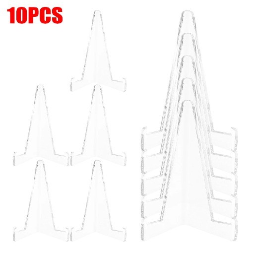 10 PCS Triangular Clear PS Display Stand Space-Saving Holder for Cards Coins New