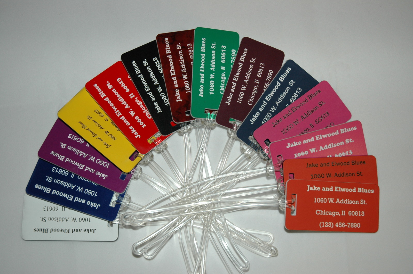 Set of 4 Custom Plastic Engraved Luggage Backpack Laptop ID Tags 14 Colors