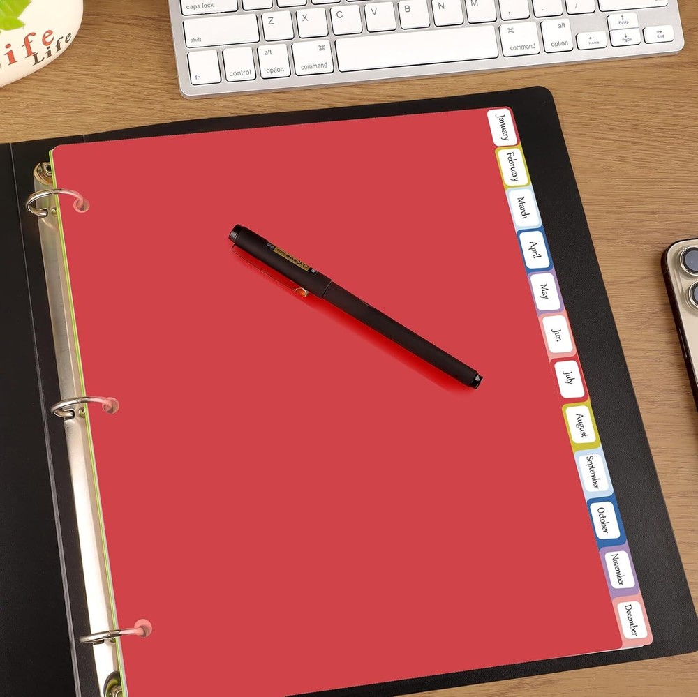 12 Tab Binder Dividers Multicolor Notebook Folder Dividers for 3 Ring Binder