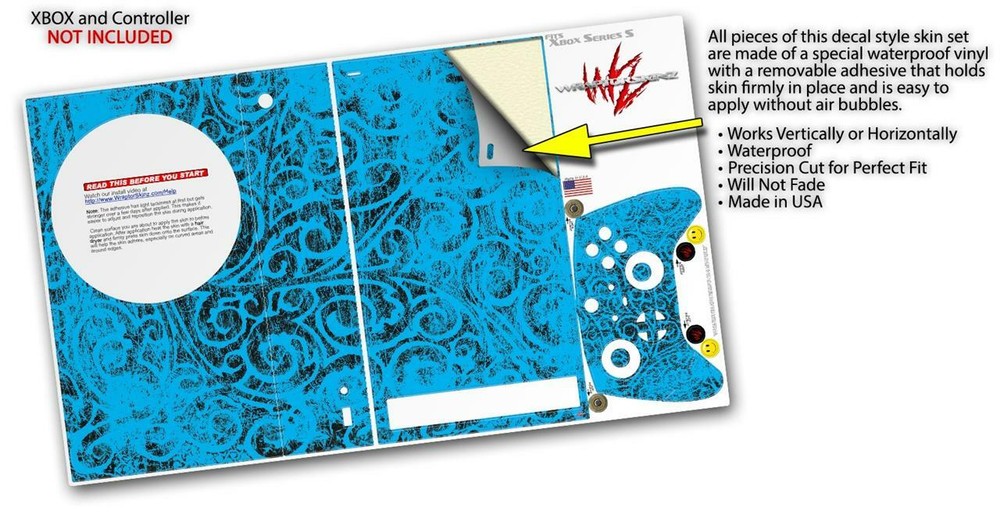 Skins XBOX Series S Console Controller Folder Doodles Blue Medium