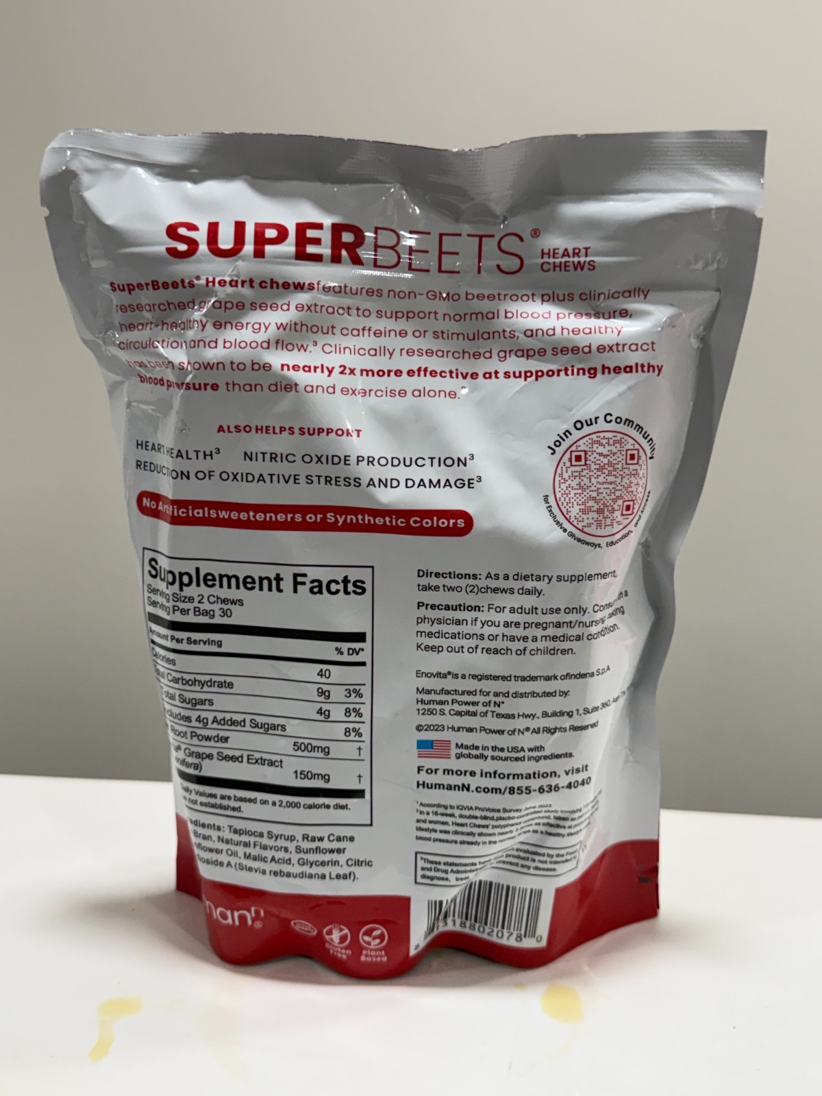 New HumanN - SUPER BEETS Heart Chews, Pomegranate, 60 Count, & Sealed-FAST-SHIP