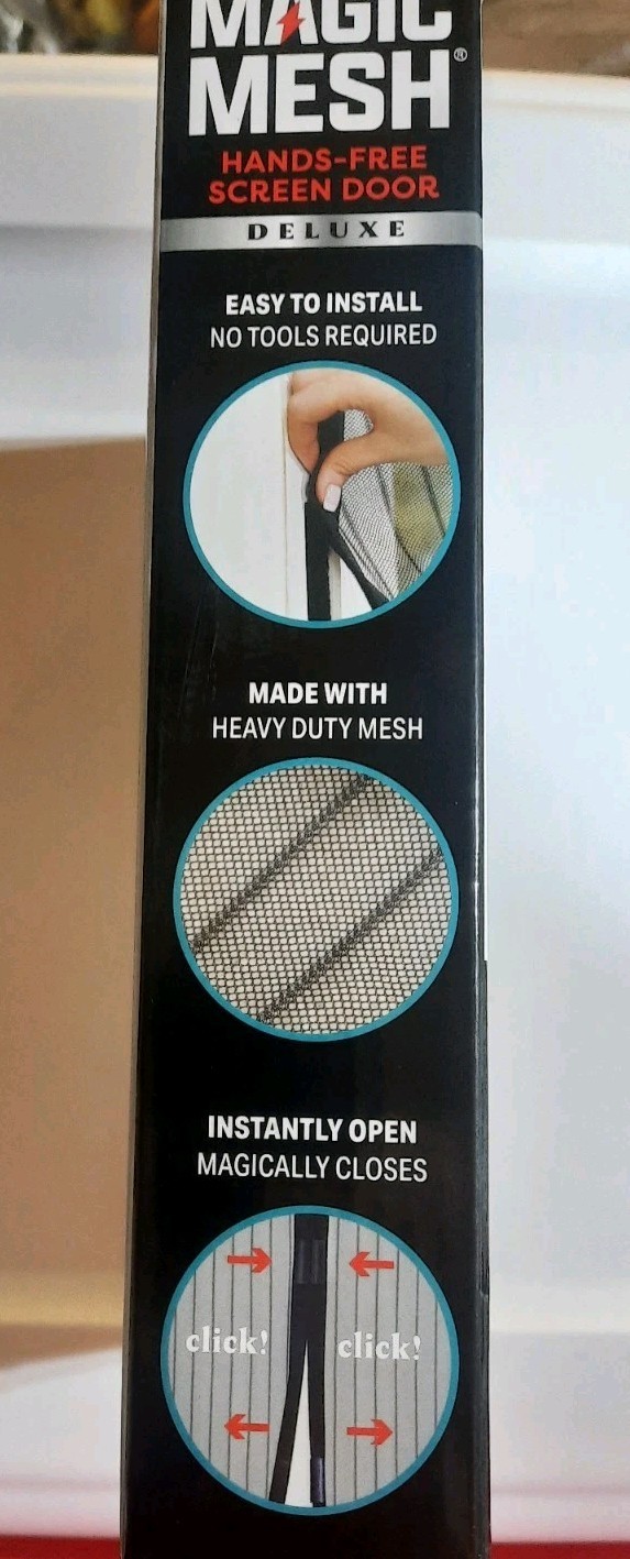 Magic Mesh Deluxe Hands-Free Screen Door Sealed New Improved Heavy Duty Mesh