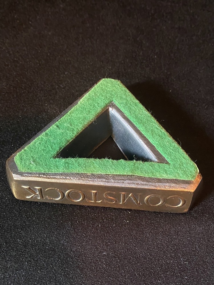 Vintage Comstock Mining Co Brass Triangular Figurine Paperweight