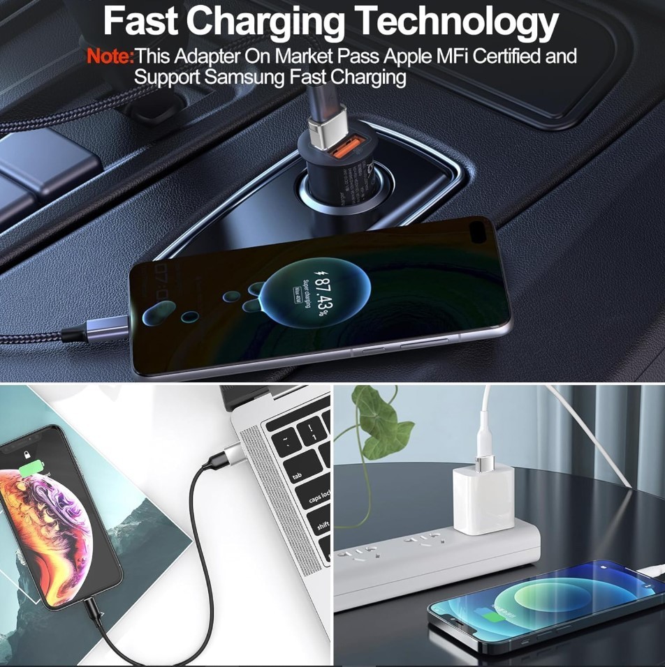 USB C To USB A Adapter, 4 pack, Silver, Smartphone, Computer, Tablet