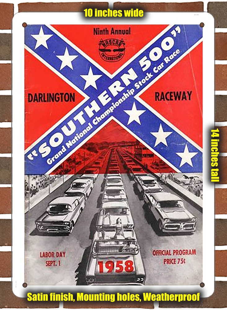 Metal Sign - 1958 Darlington Raceway Racing Program - 10x14 inches