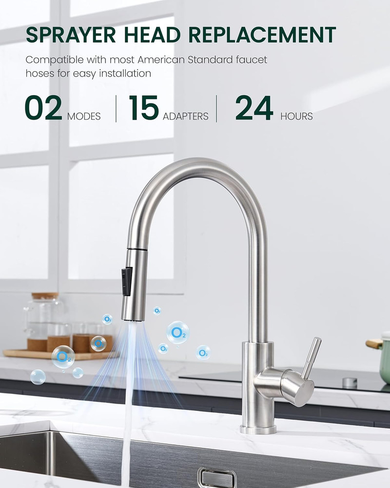 Metal Kitchen Faucet Head Replacement, 2-Mode Pull down Kitchen Faucet Spray Hea