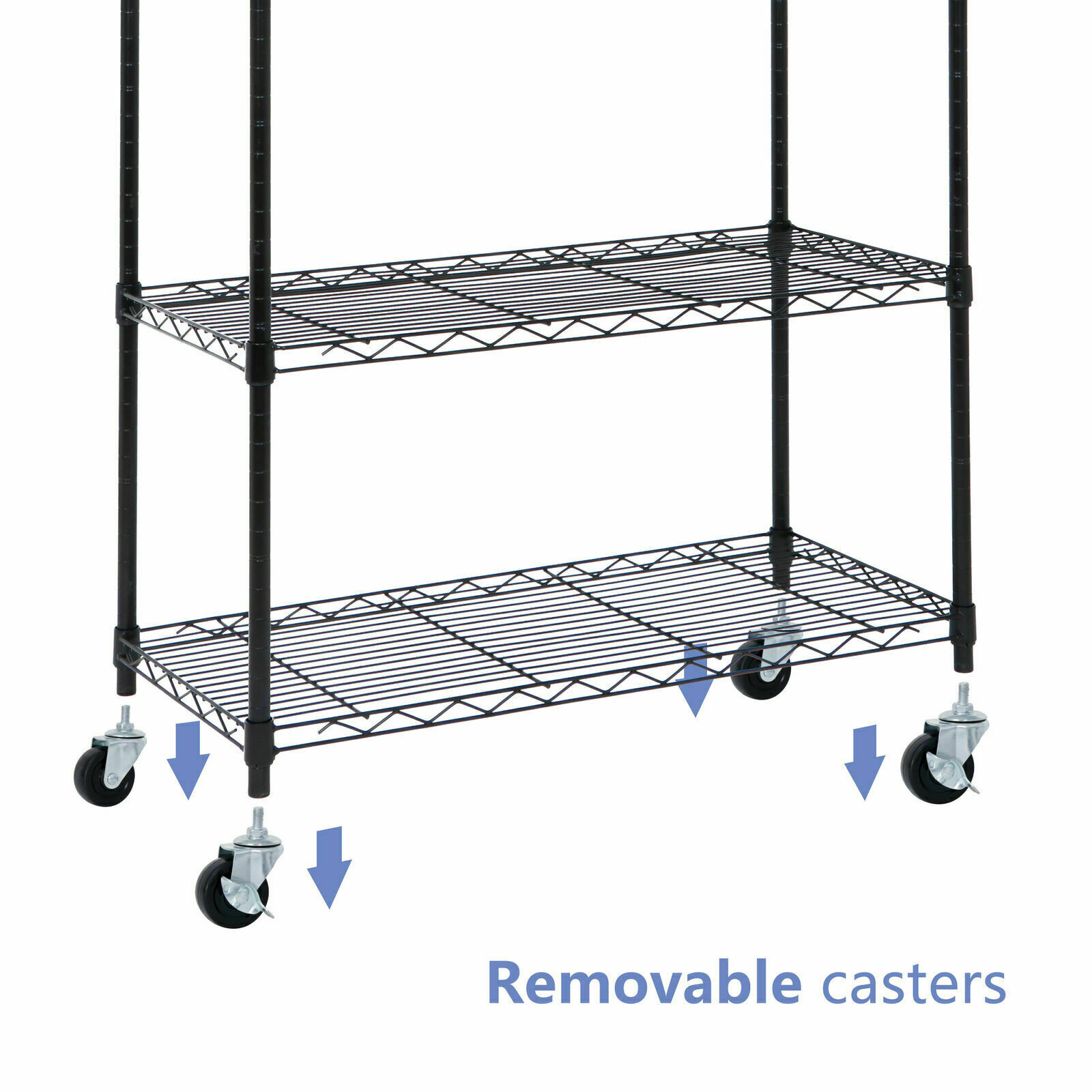 2X 5-Tier Shelving Storage Rolling Carts Unit Wheel Casters Black Heavy Duty