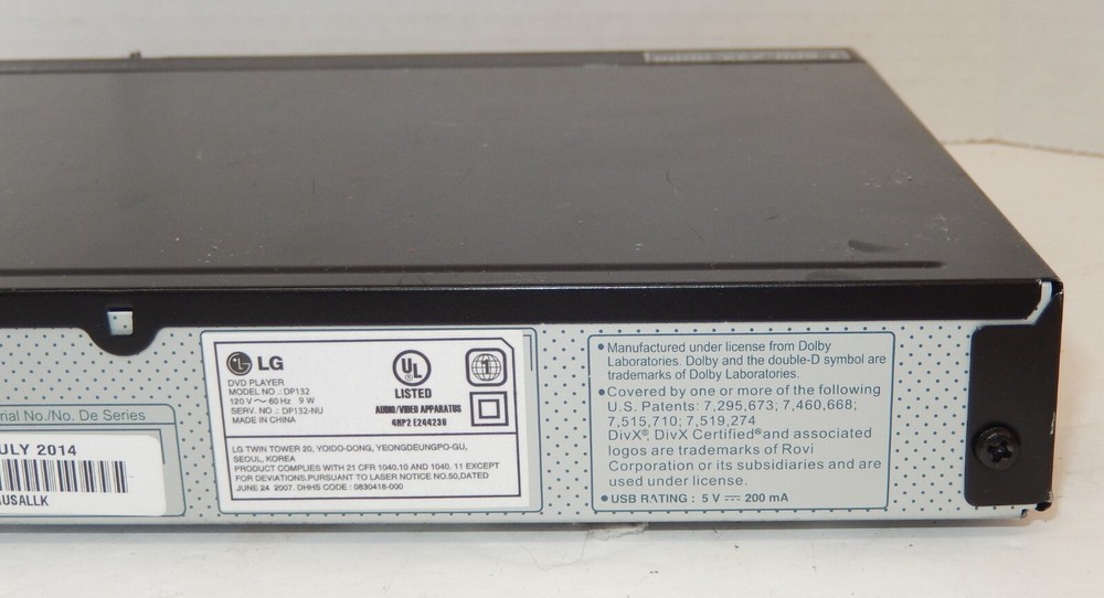 LG DP132 DVD Player HDMI "NO REMOTE"