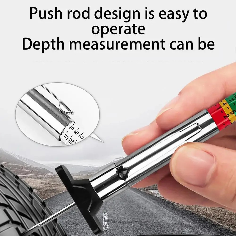 2PCS Car Tire Tread Depth Gauge Kit, Tire Thread Depth Meter Tool Color Coded