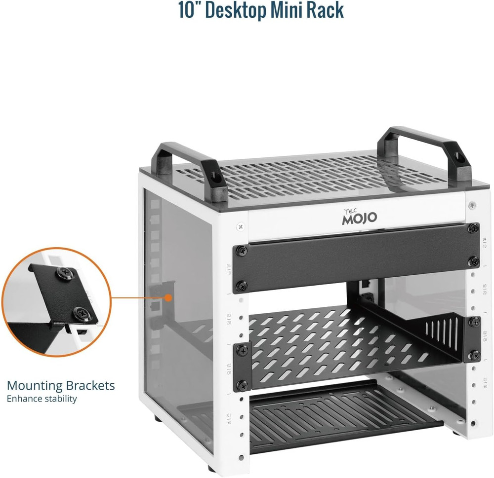 Tecmojo 4U Network Rack, 10 Inch Mini Server Rack with 2 Side Translucent Panels