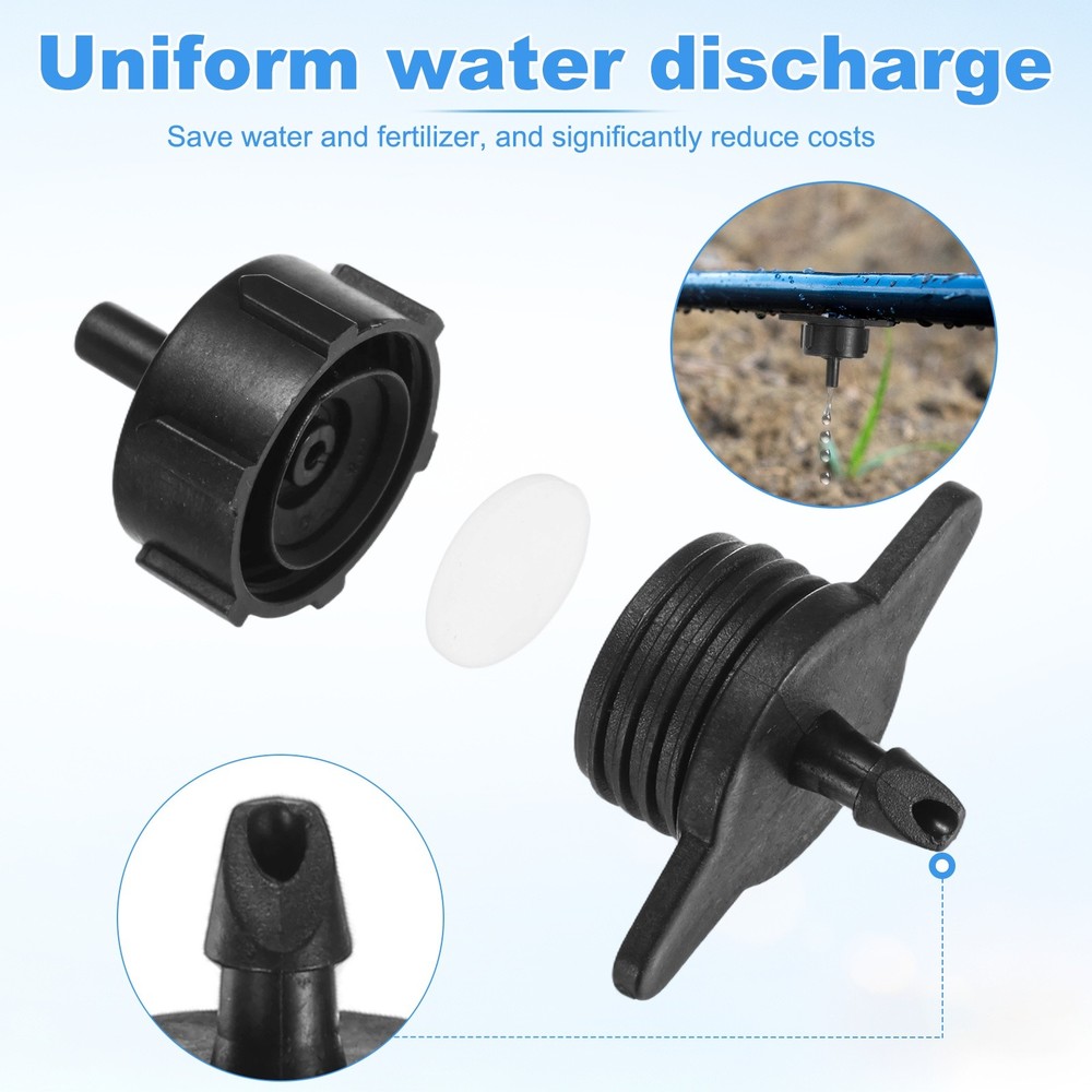 25-Pack Drip Irrigation Emitters, 1 GPH Plastic Irrigation Drippers [Black]